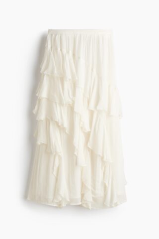 H & M - Volantrok van crinklekwaliteit - Roomwit