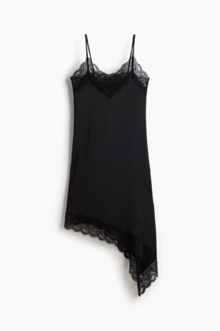 H & M - Strappy jurk met kant - Zwart