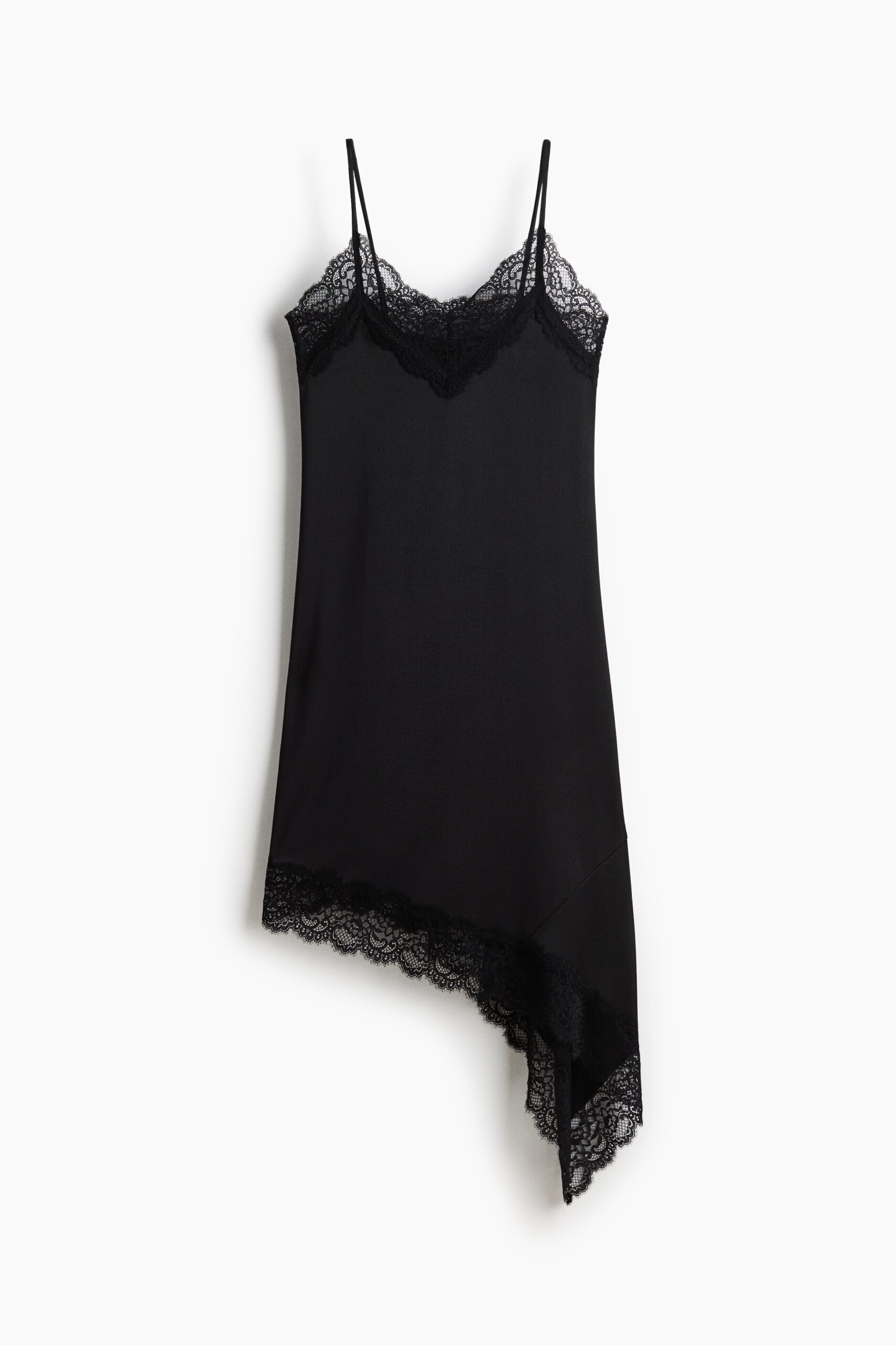 H & M - Strappy jurk met kant - Zwart