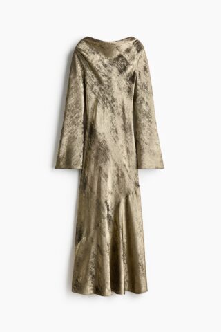 H & M - Satijnen open-backjurk - Goudkleurig