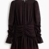 H & M - Ingerimpelde jurk van chiffon - Donkerbruin/Dessin