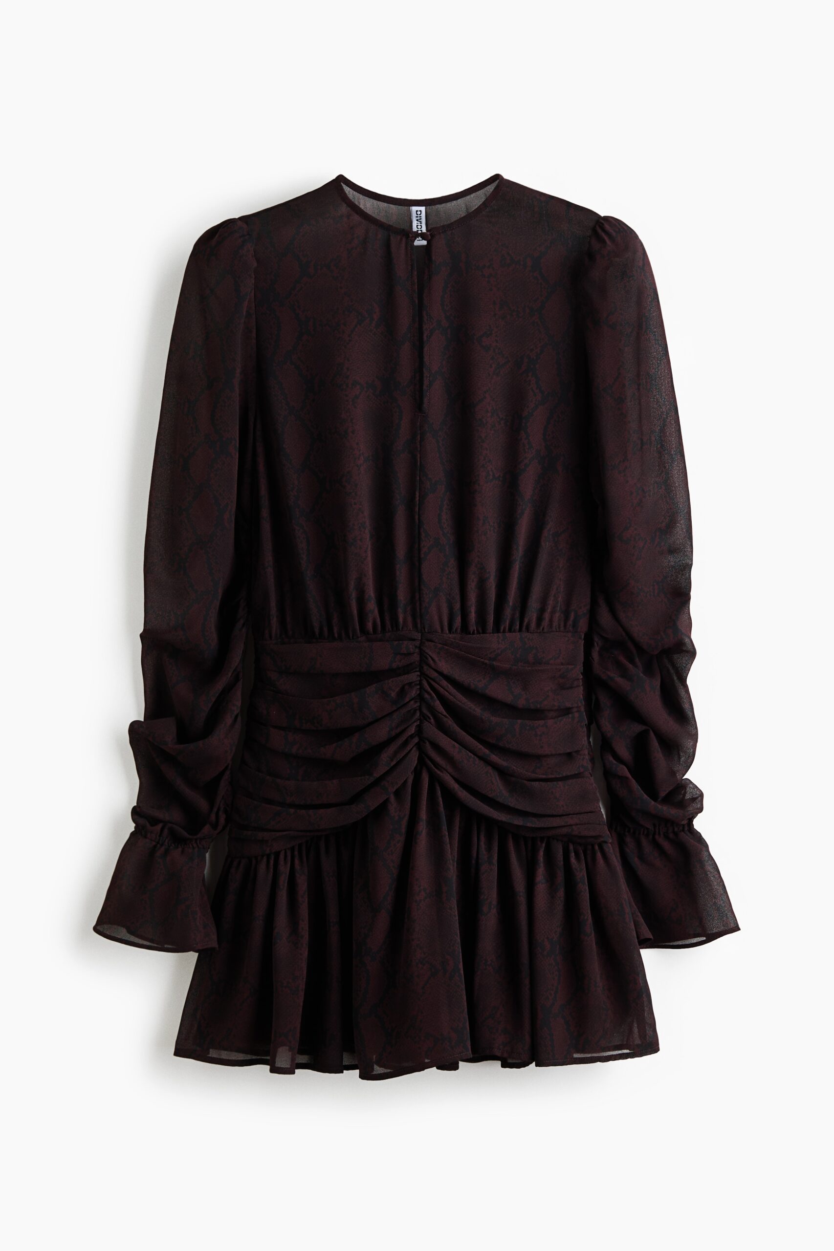 H & M - Ingerimpelde jurk van chiffon - Donkerbruin/Dessin H & M - Ingerimpelde jurk van chiffon - Donkerbruin/Dessin