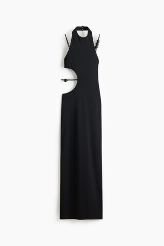 H & M - Jurk met cut-out en kralen - Zwart