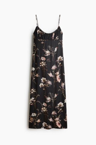 H & M - Strapjurk met geprint dessin - Zwart/Bloemen