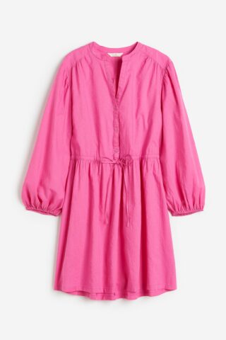 H & M - Jurk van linnenmix - Cerise