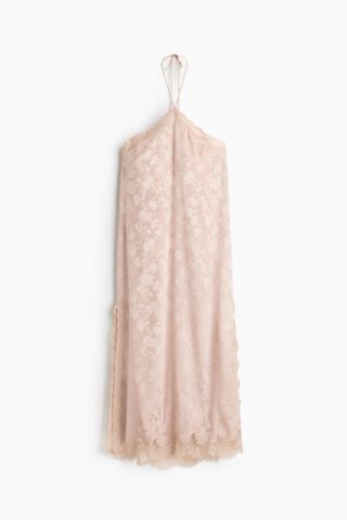 H & M - Brokaten jurk met kanten biesjes - Poederroze