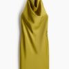 H & M - Satijnen halterjurk - Olijfgroen