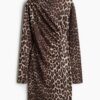 H & M - Gedrapeerde bodyconjurk - Donkerbruin/Luipaarddessin