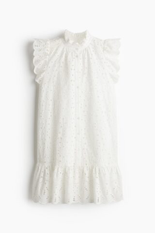 H & M - Jurk met broderie anglaise - Wit