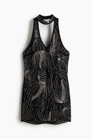 H & M - Halterjurk met decoraties - Zwart