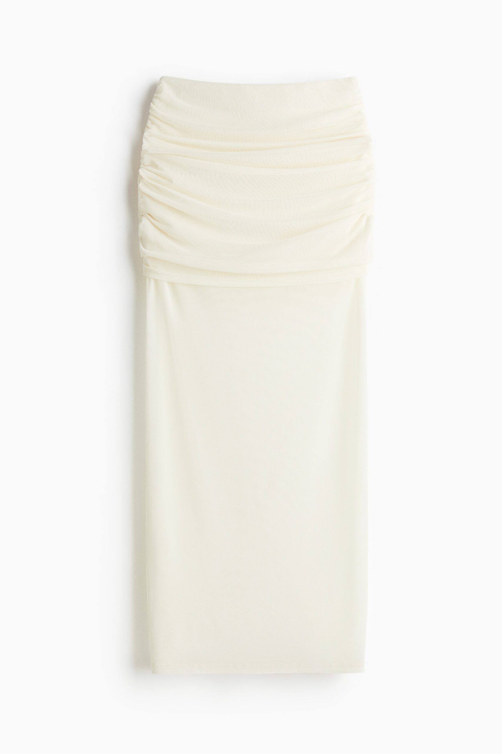 H & M - Gedrapeerde rok van mesh - Roomwit