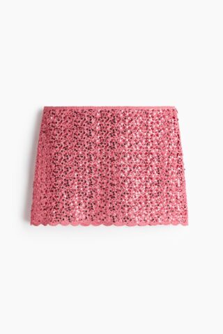 H & M - Strandrok met pailletten en gehaakte look - Roze