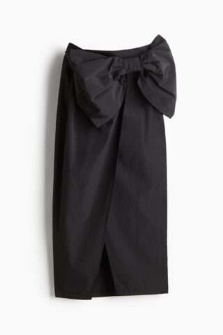 H & M - Overslagrok met strikdetail - Zwart