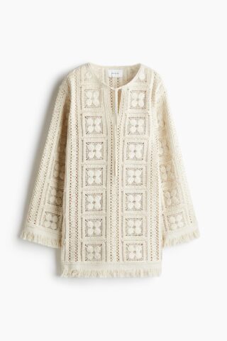 H & M - Tuniekjurk met gehaakte look - Roomwit