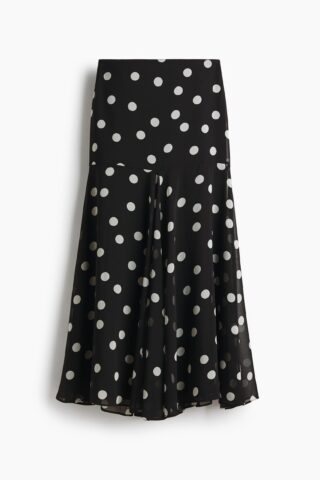 H & M - Uitlopende rok - Zwart/Stippen
