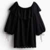H & M - Katoenen off-the-shoulderjurk - Zwart