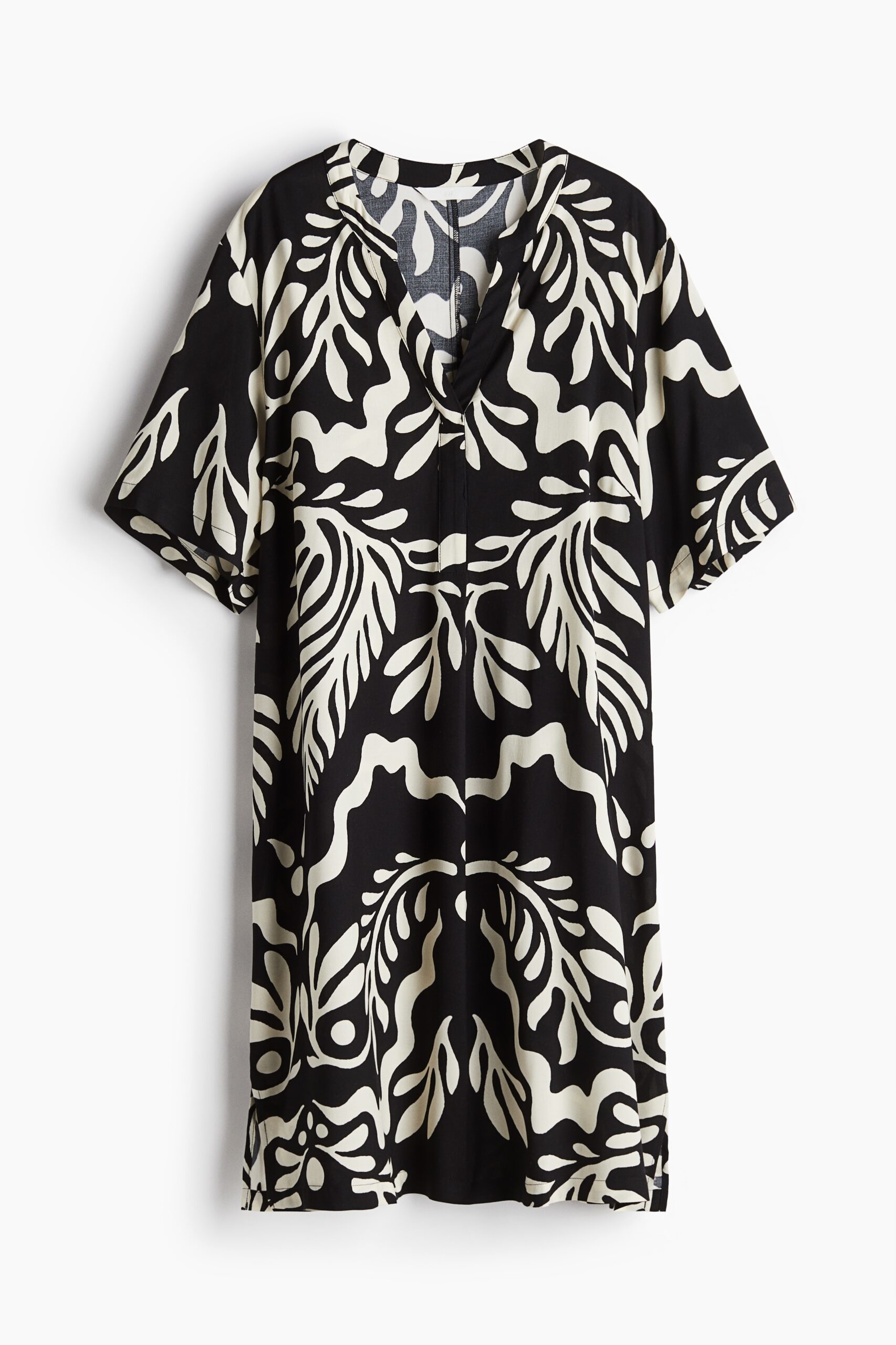 H & M - Tuniekjurk van viscose - Zwart/Wit Dessin