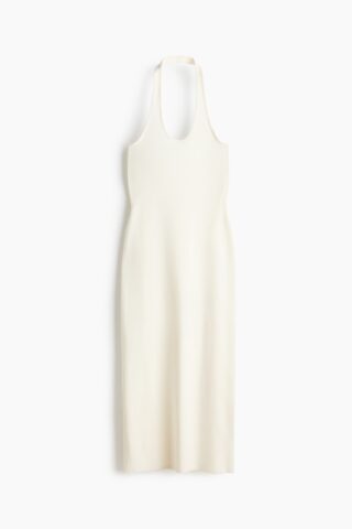 H & M - Halflange halterjurk - Roomwit
