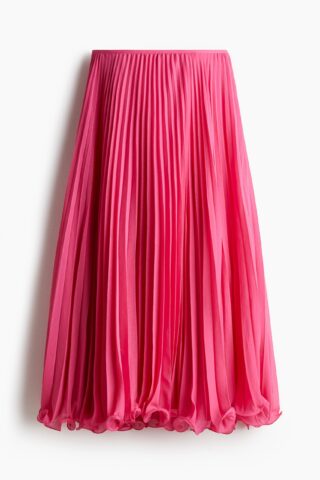 H & M - Licht transparante plissérok - Helderroze