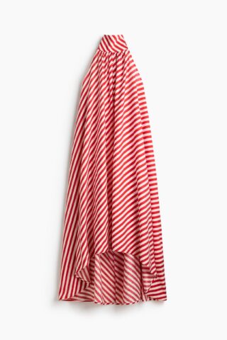 H & M - A-linejurk met strikdetail - Rood/Gestreept