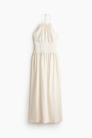 H & M - Ingerimpelde halterjurk - Roomwit