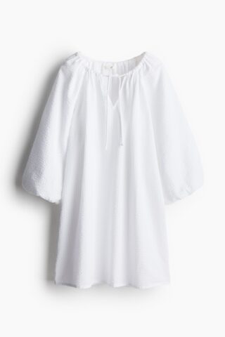 H & M - Jurk van seersucker - Wit