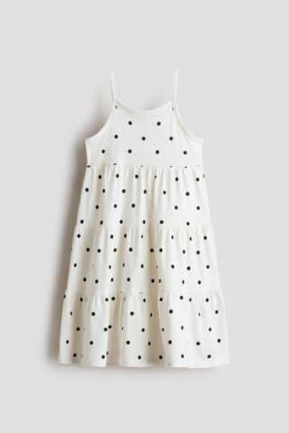 H & M - Katoenen strokenjurk - Wit/Polkadot
