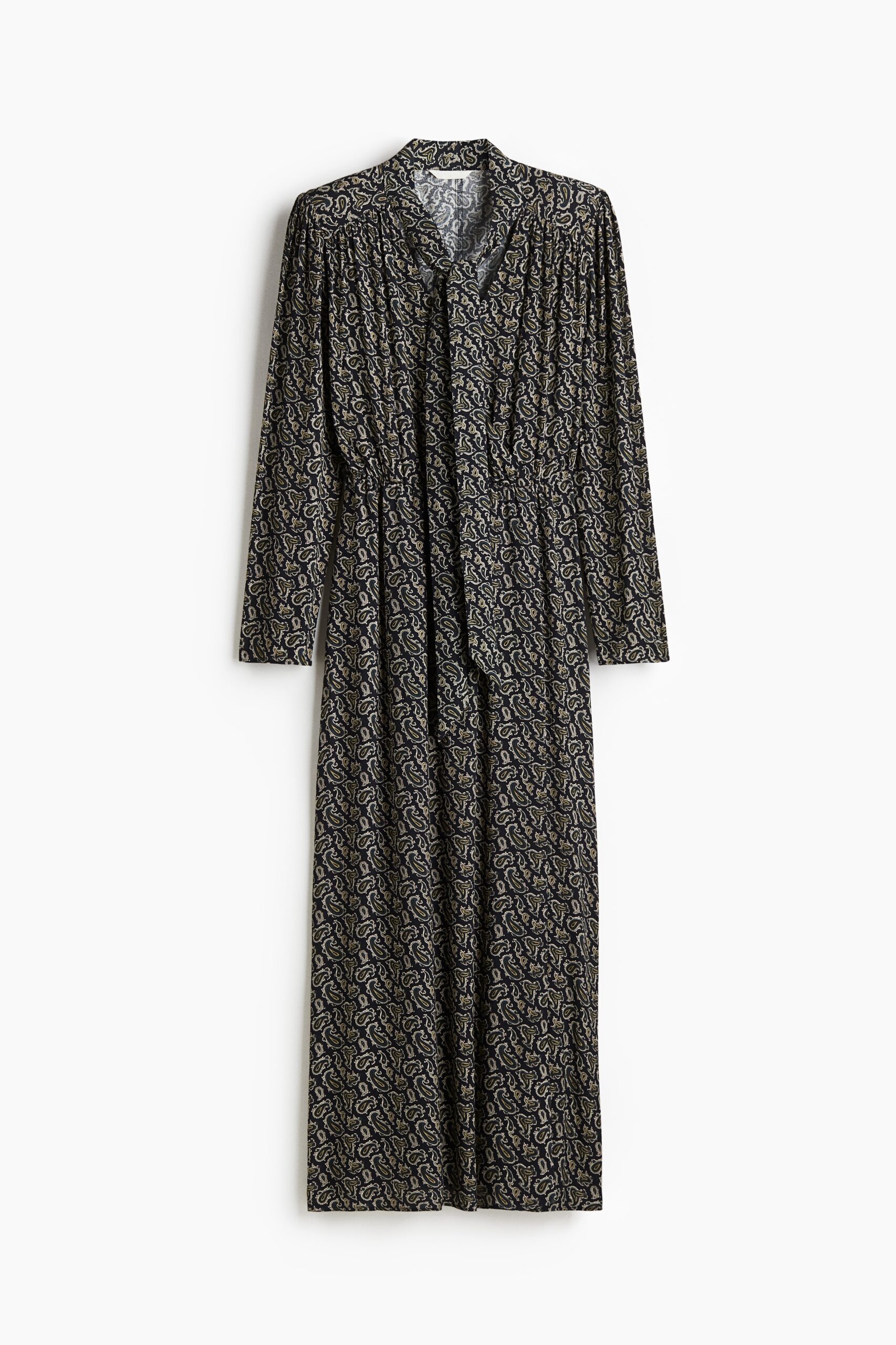 H & M - Jurk met schoudervullingen - Marineblauw/Paisleydessin