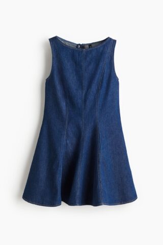 H & M - Denim jurk met uitlopende rok - Donker Denimblauw