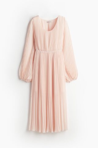 H & M - Plisséjurk van chiffon - Poederroze
