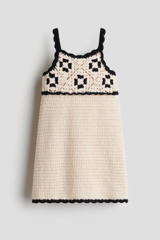 H & M - Jurk met gehaakte look - Roomwit