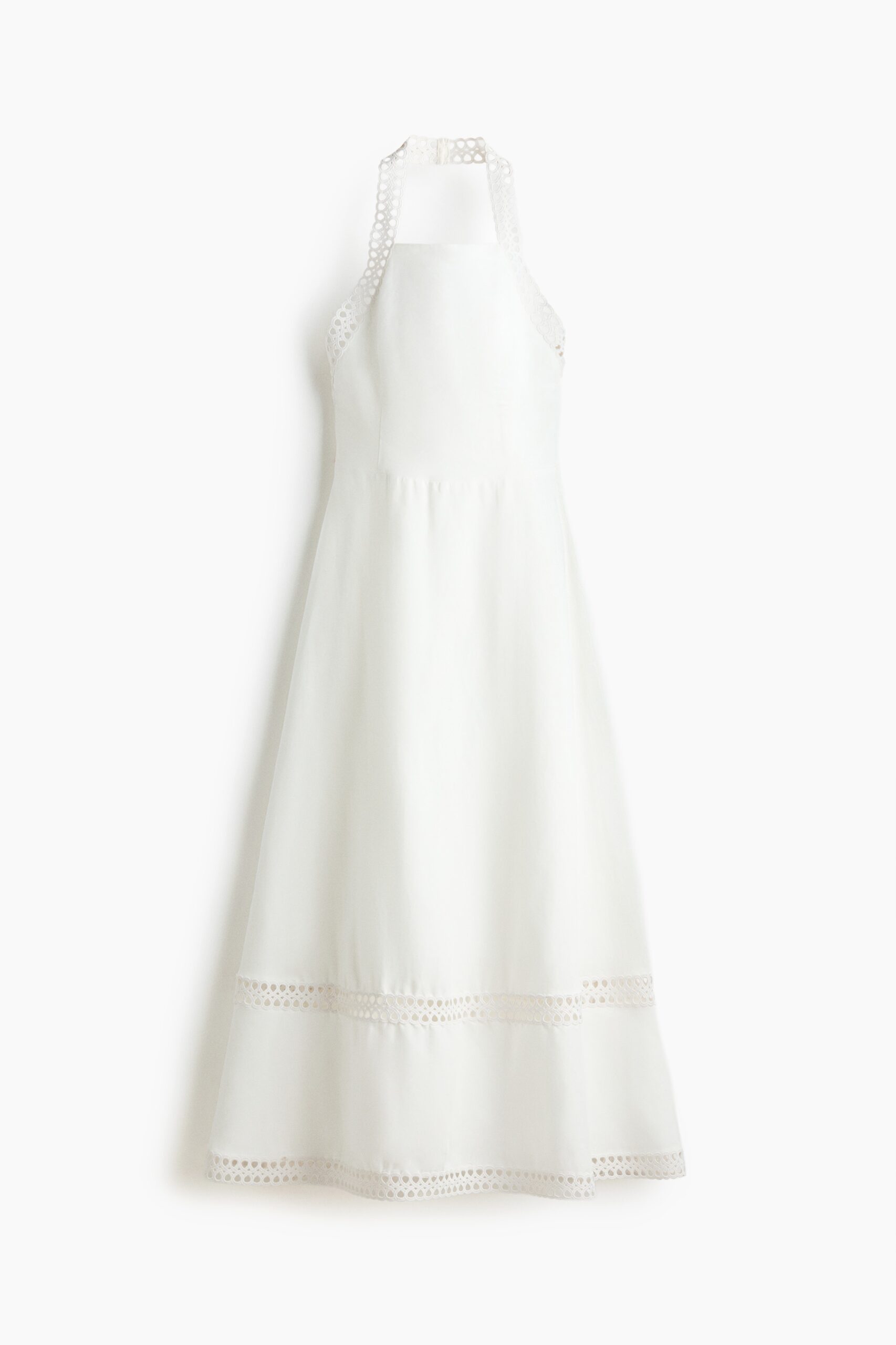 H & M - Halterjurk van linnenmix - Ivoorwit