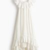 H & M - Off-the-shoulderjurk met volants - Wit