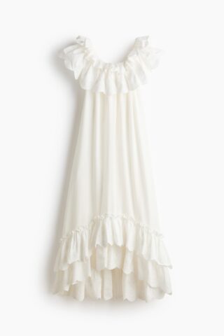 H & M - Off-the-shoulderjurk met volants - Wit