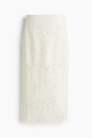 H & M - Kanten kokerrok - Wit