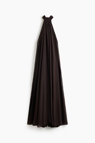 H & M - Halterjurk van chiffon met A-linesilhouet - Donkerbruin