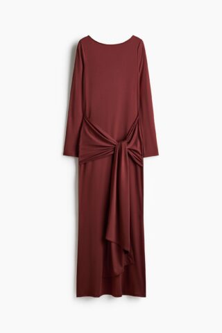H & M - Tricot jurk met geknoopt detail - Roestbruin