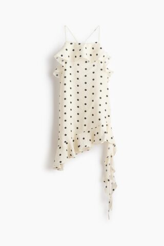 H & M - Halterjurk met volants - Roomwit/Polkadot