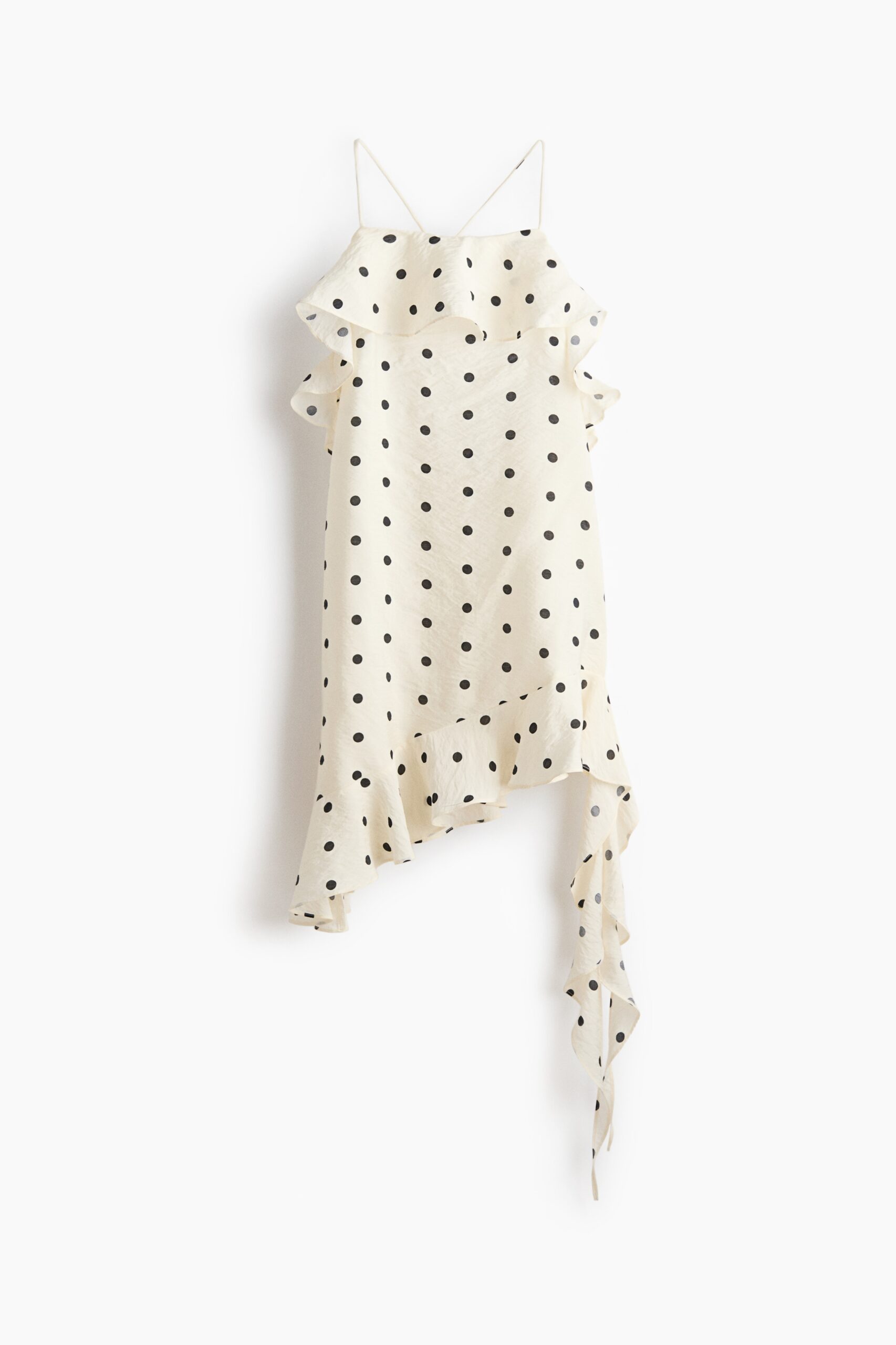 H & M - Halterjurk met volants - Roomwit/Polkadot