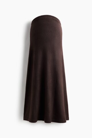 H & M - MAMA Uitlopende gebreide rok - Donkerbruin