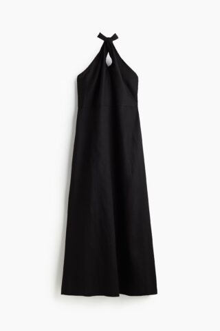 H & M - Halterjurk van linnenmix - Zwart