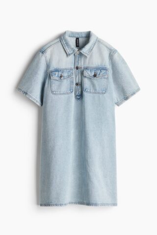 H & M - Denim jurk met korte mouwen - Licht Denimblauw