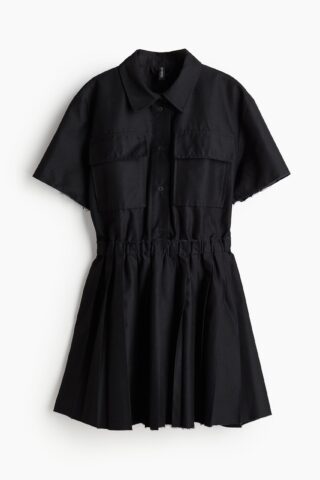 H & M - Utilityjurk met geplooide rok - Zwart