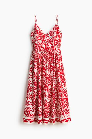 H & M - Strappy jurk - Wit/Rode Bloemen