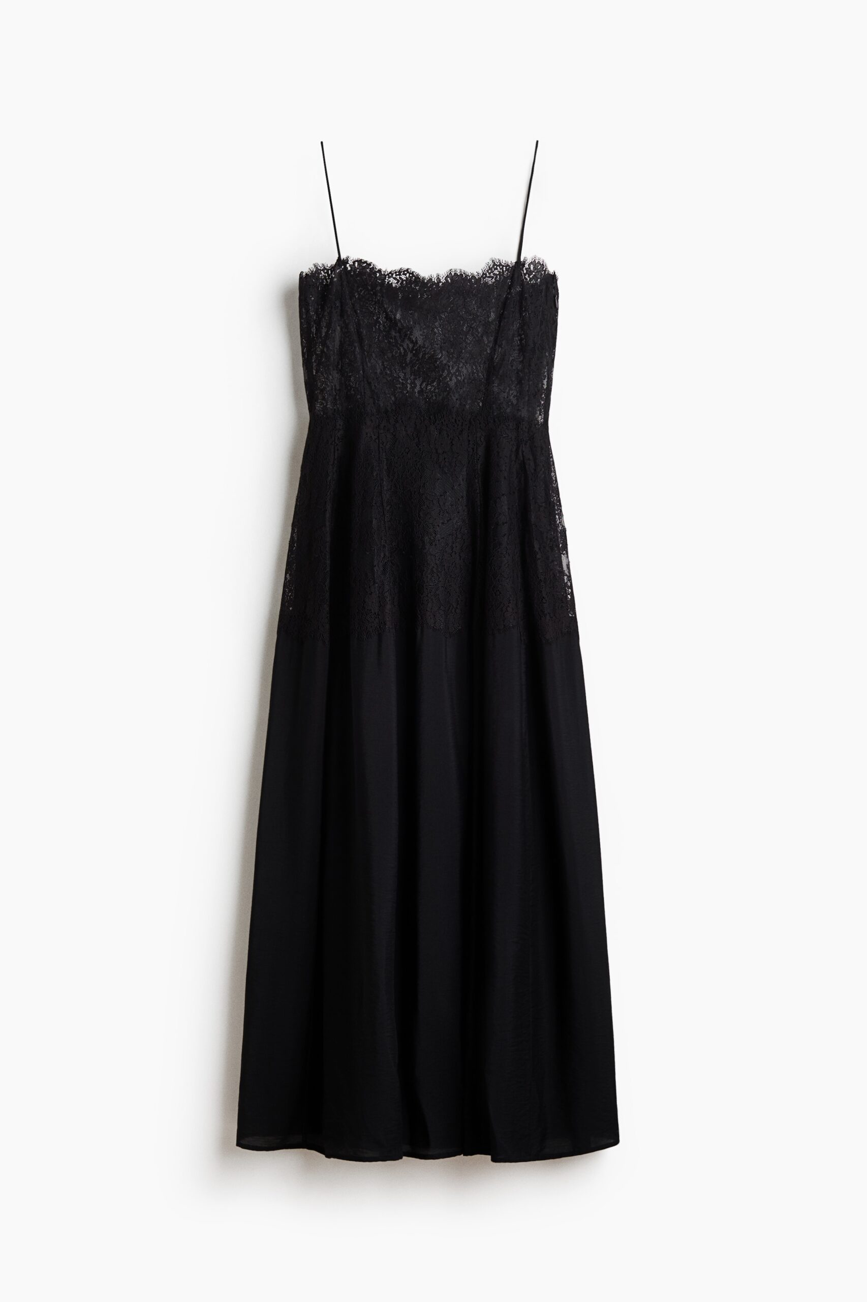 H & M - Strappy jurk van twee materialen - Zwart