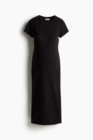 H & M - MAMA Geribde T-shirtjurk - Zwart