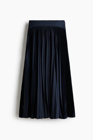H & M - Plissérok - Marineblauw