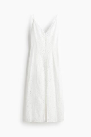 H & M - Strappy jurk met broderie anglaise - Wit