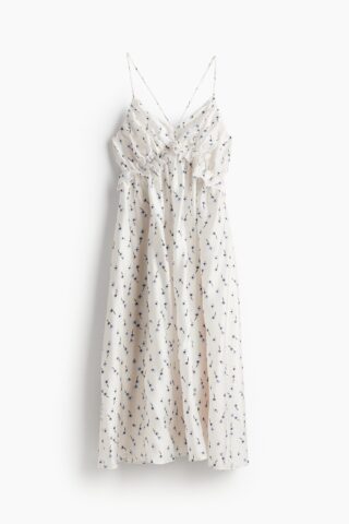 H & M - Jurk met volants - Wit/Bloemen