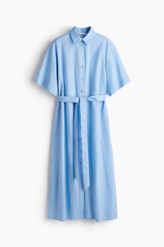 H & M - Overhemdjurk van linnenmix - Lichtblauw